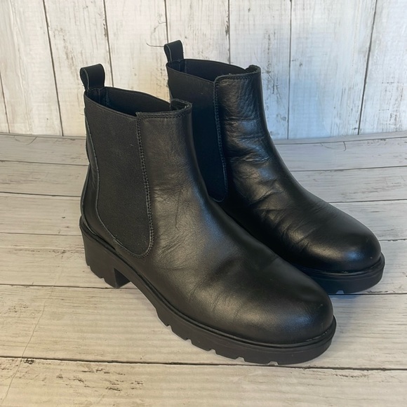 Enzo Tesoti Black Leather Lug Sole Made in Spain Chelsea Boots - Picture 1 of 12